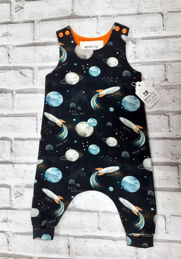harem dungarees in galaxy fabric