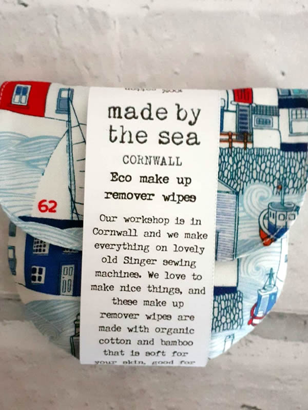 Washable, cotton and organic bamboo make up removal wipes harbour print.